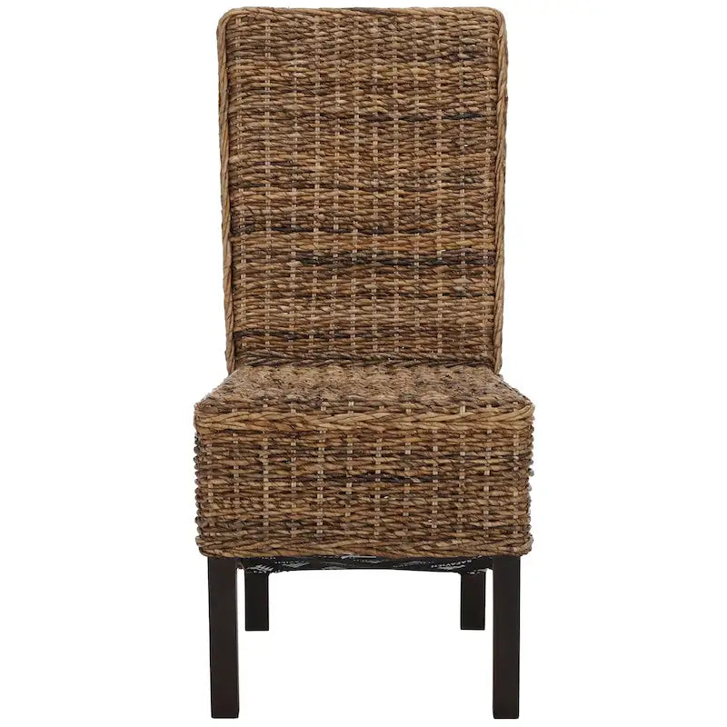 Set of 2 Natural Wicker Dining Chairs 19W x 22D x 41H, Boho Coastal Style