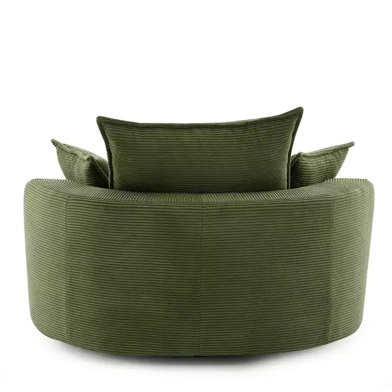 Fauteuil d'appoint pivotant à 360°, Fauteuil pivotant rond en forme de baril avec coussin pour salon
