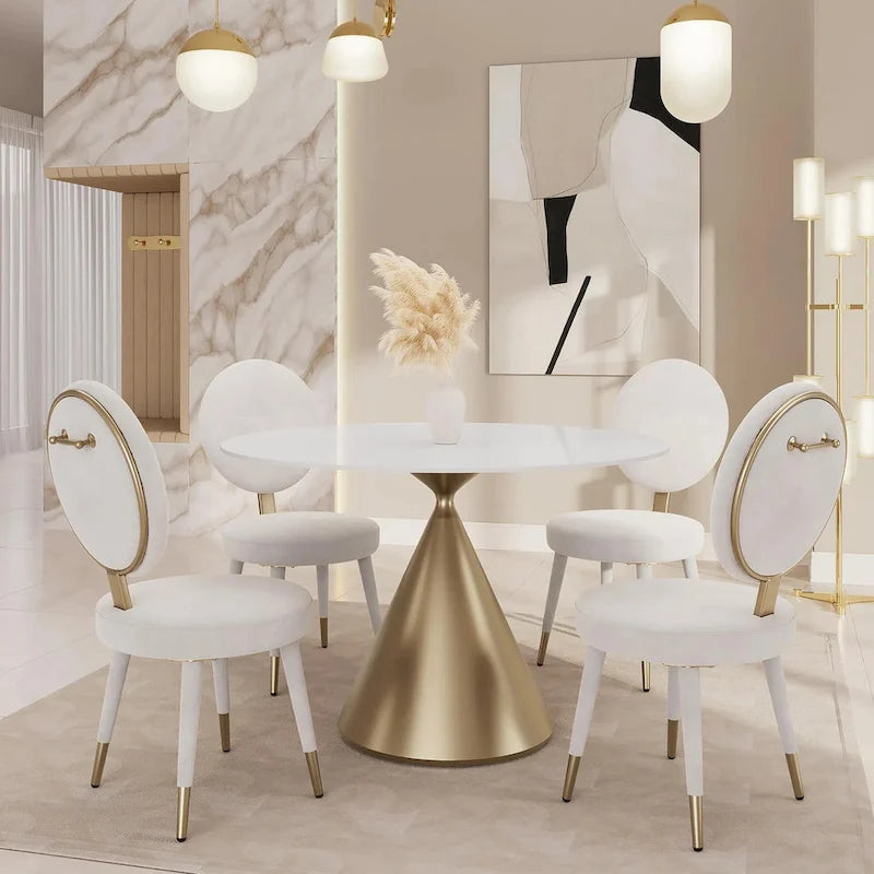 Morden Fort Modern Luxury 5- Piece Round Dining Table and Chair Set
