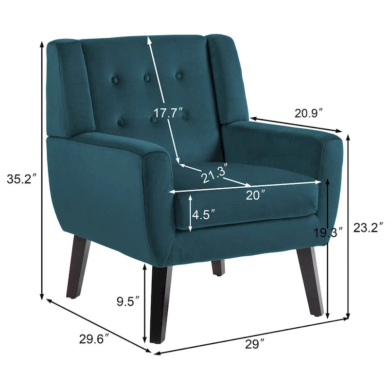 Set of 2 Velvet Living Room Accent Chair Upholstered Armchair