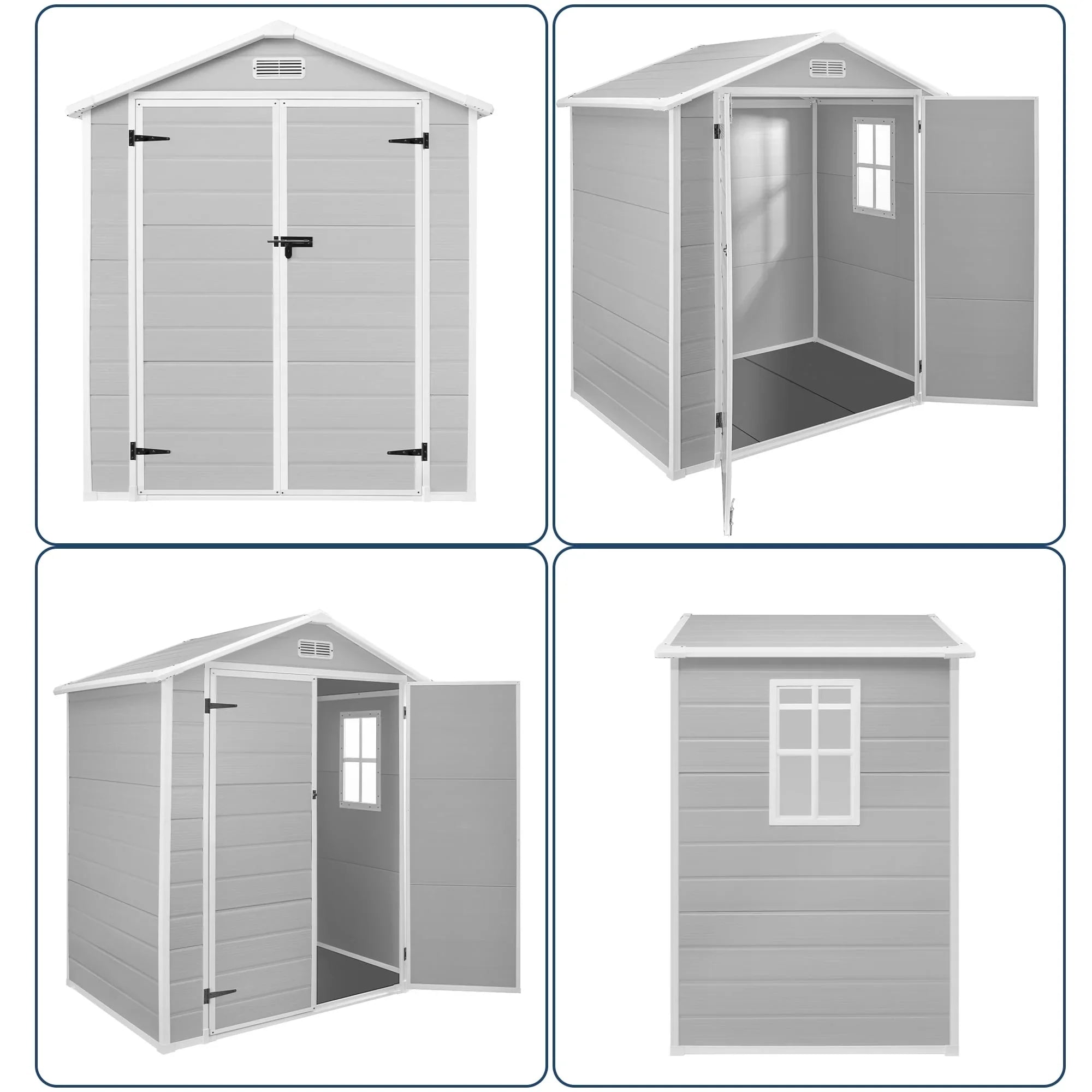 Abri de jardin en résine toutes saisons avec plancher, 1,8 m x 1,2 m/1,8 m x 2,4 m/2,4 m x 1,8 m/2,4 m x 3 m, Spire Tool Shed