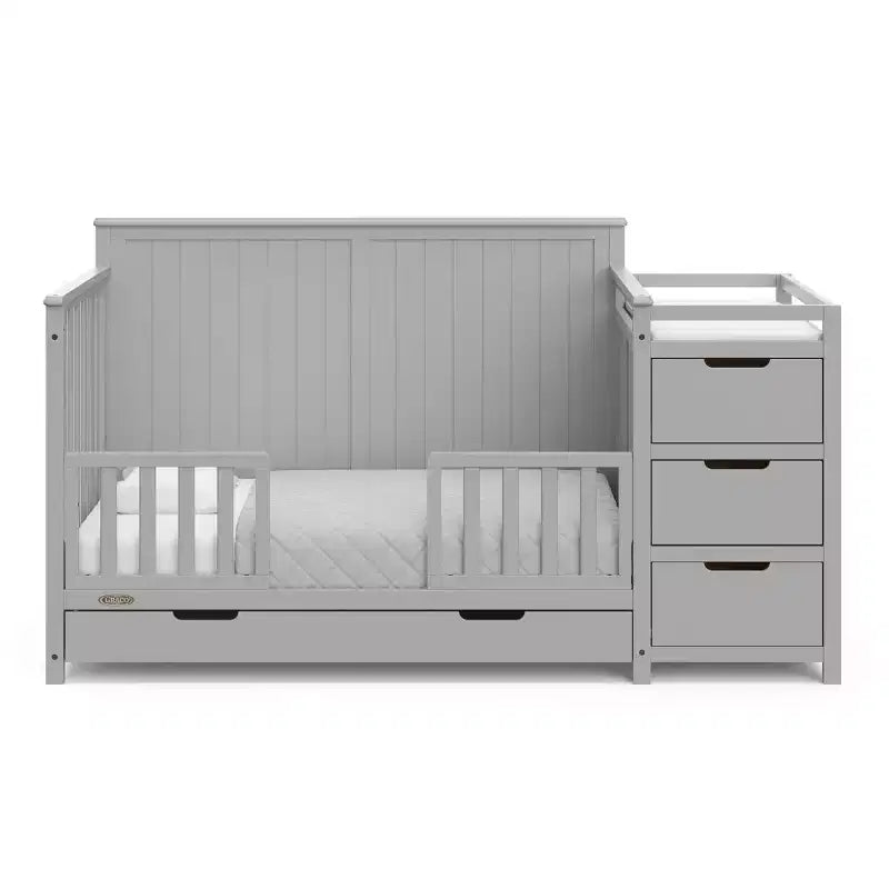 5-in-1 Convertible Crib and Changer with Drawer