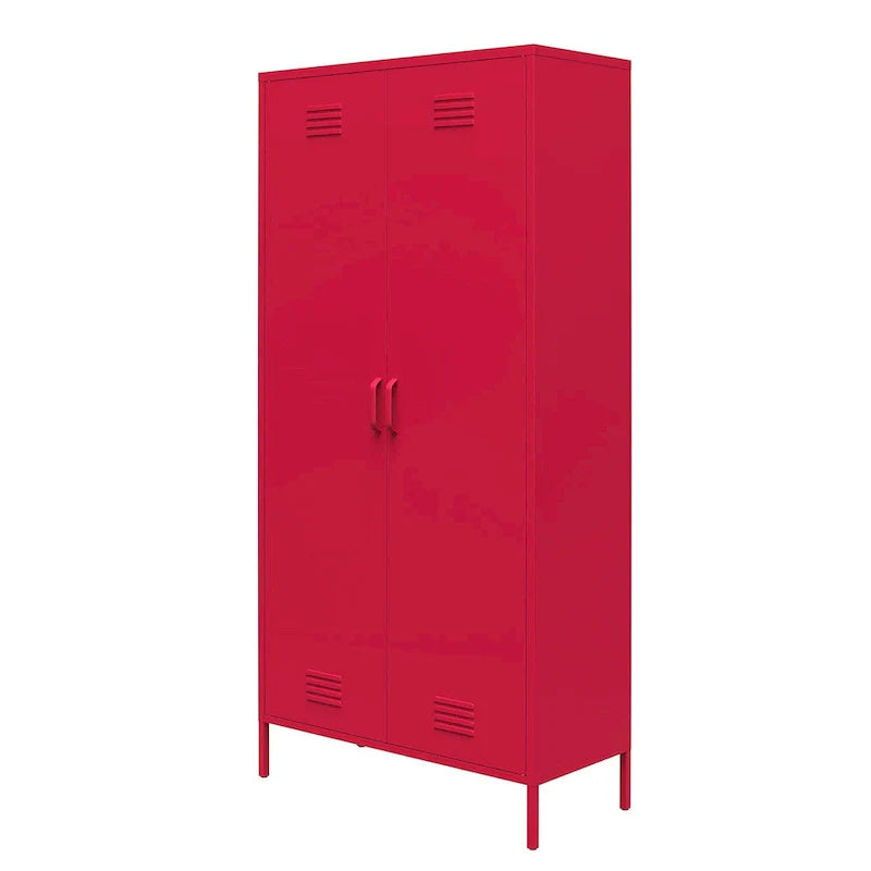 Orange / Pink 2-Door Tall Metal Locker Storage Cabinet, 1-Person