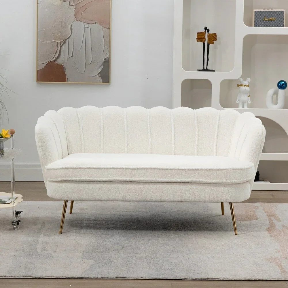 Small Mini Room Couch Two-Seater Sofa with Gold Metal Leg - 2 Seat