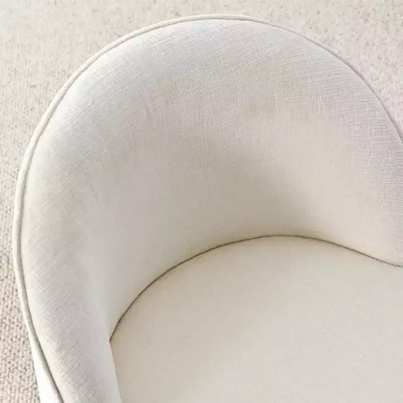 Modern Dining Table Set For 6, Round Pedestal Dining Table, Swivel Rolling Barrel Chairs With Wheels, Textured Chenille- Panipeachy
