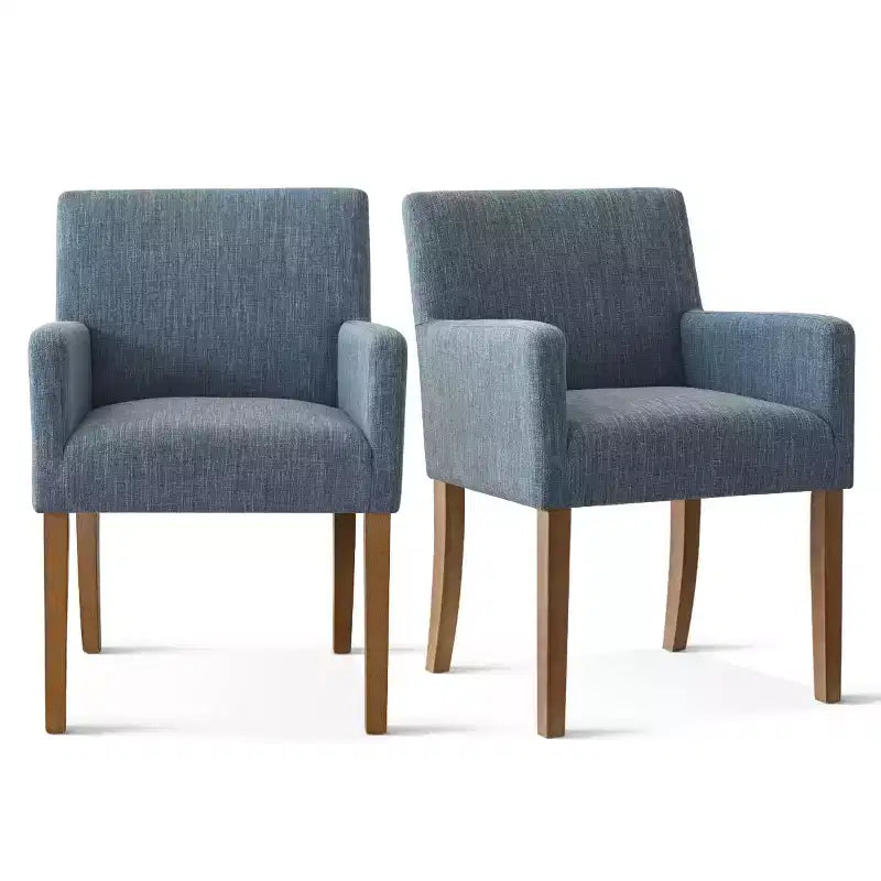 Lot de 6 chaises de salle à manger capitonnées avec accoudoirs, fauteuils modernes en lin avec pieds en bois, chaises d'appoint pour salle à manger, salon – Panipeachy