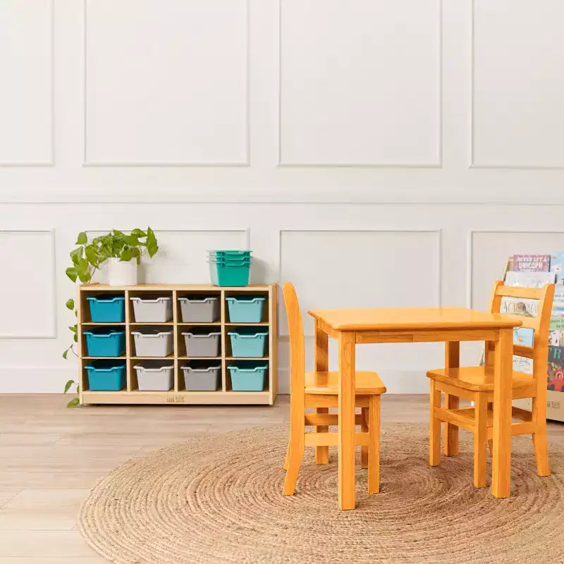 Cubby Mobile Tray Cabinet and 15 Scoop Front Bins, 3x4, Kids Furniture