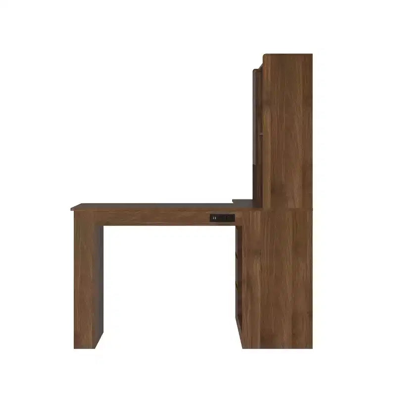 46-Inch L-Shaped Corner Desk with Bookshelf and Drawers