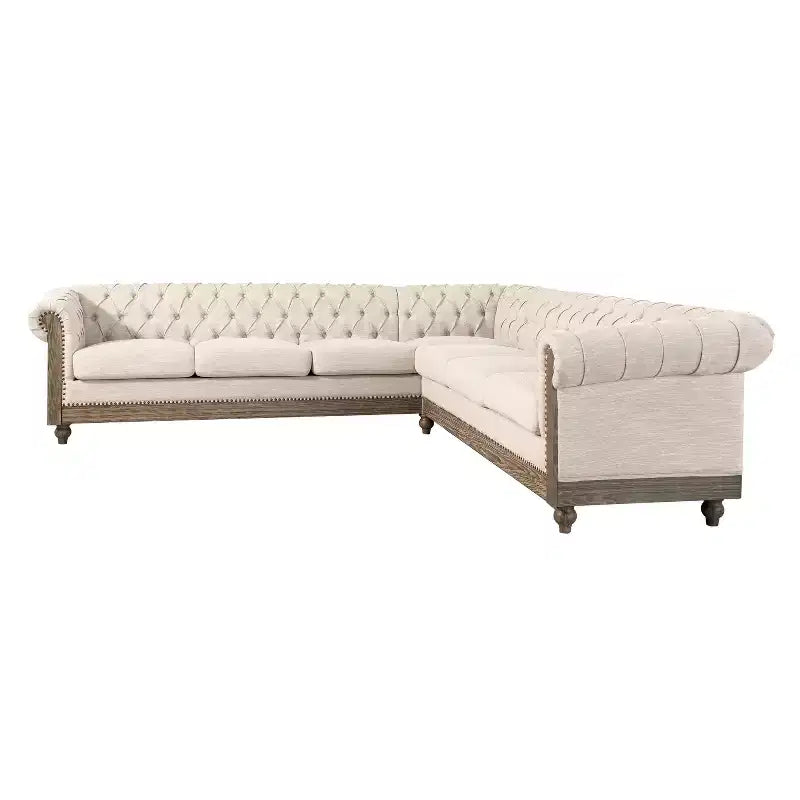Mirod Large Retro Sectional Sofa with Wooden Legs, Comfortable Modular Design for Living Room, Lounge, and Family Spaces