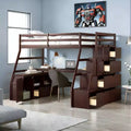 Twin Size Loft Bed with 7 Drawers, 2 Shelves, Cabinet and Desk for Kids and Teens