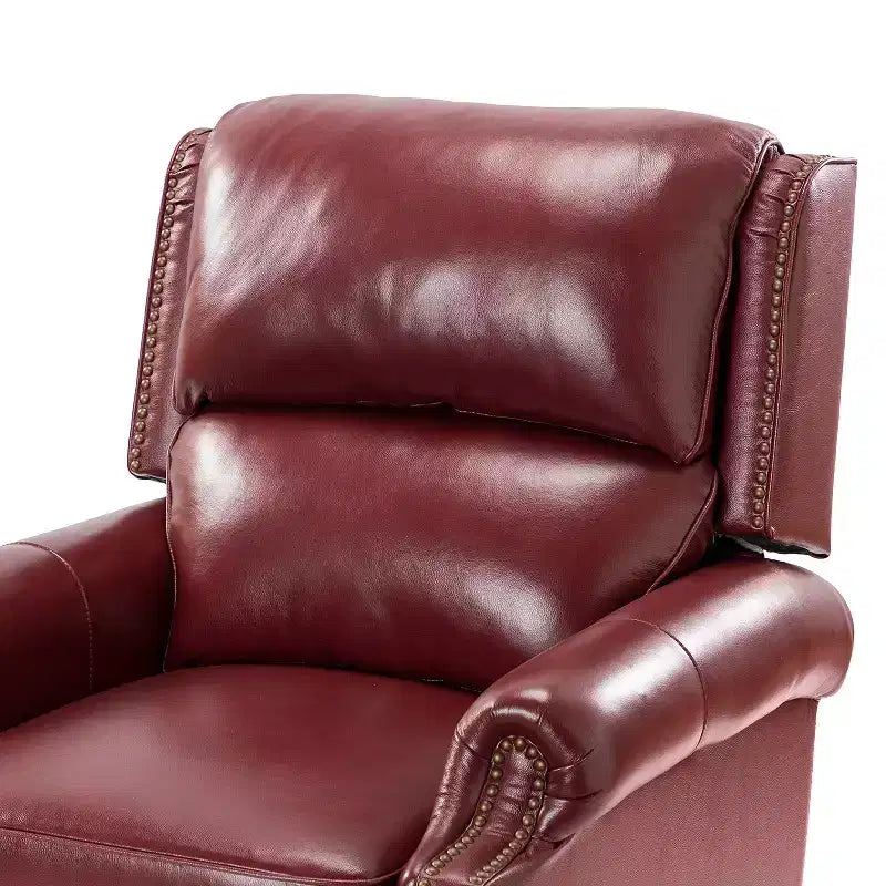 Set of 2 Elisabete Modern Wingback Genuine Leather Recliner with Vintage Nail Head Trim for Living Room and Bedroom| ART OF LIVING DESIGNS
