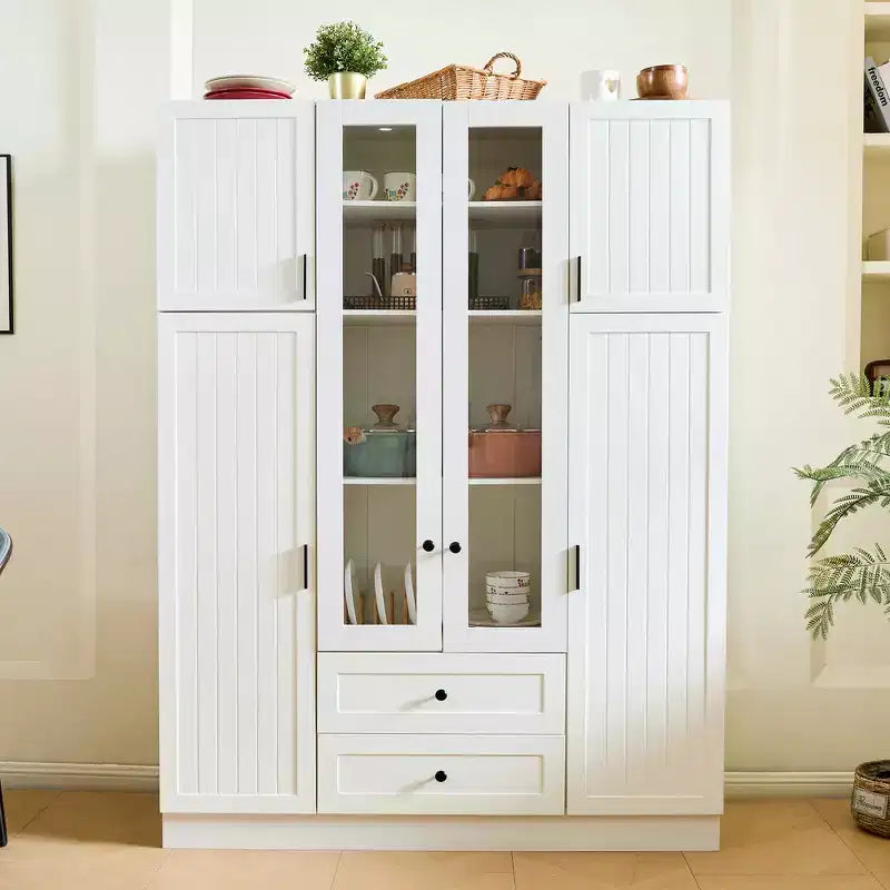 Whisen 71''H Freestanding Kitchen Storage Pantry, Large Dining Storage Cabinet Cupboard Sideboards With 6 Doors, Adjustable Shelves