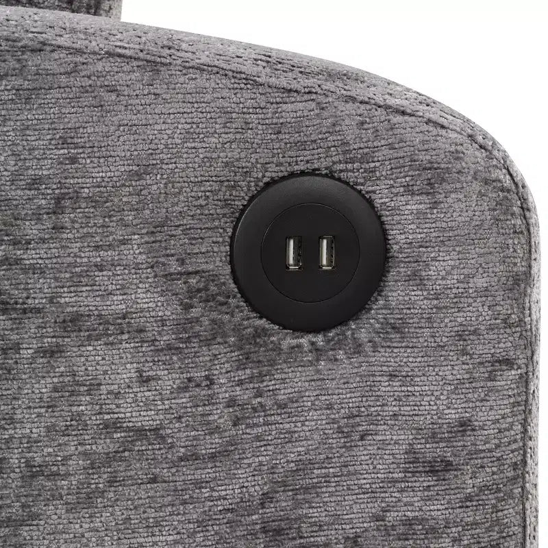 61.6 Modern Chenille Convertible Sofa Bed with USB Ports, Cup Holders & Adjustable Backrest for Living Room, Apartment