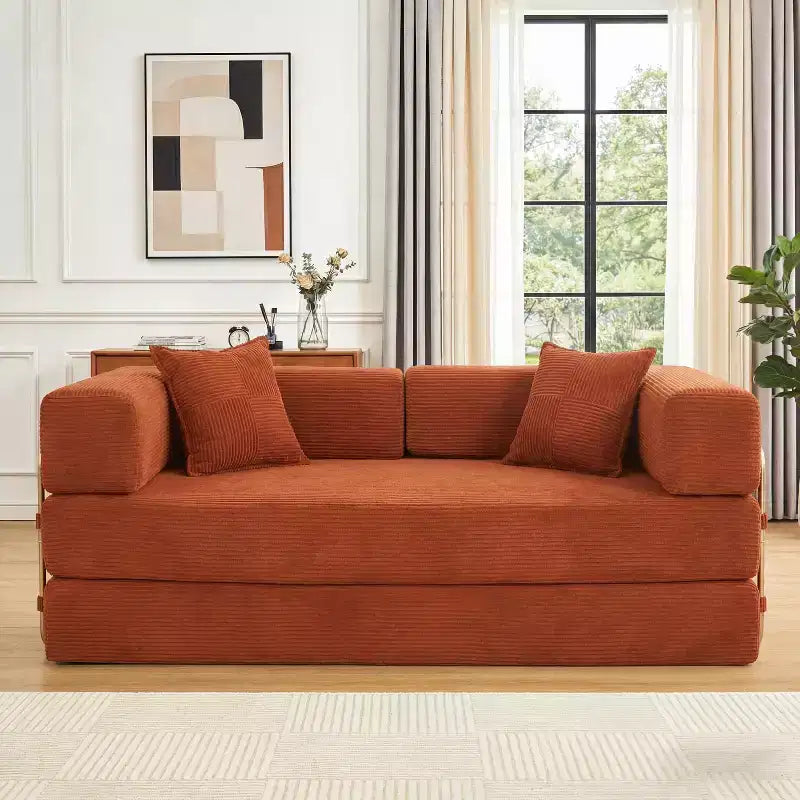 Dyonery 78Folding Sofa Bed Convertable Corduroy Couch King Size Floor Sleeper 4-in-1 DIY Combination Modular Sofa Fold Out Comfy sofa.