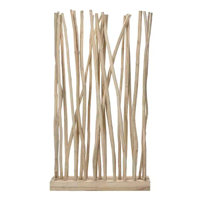 JONATHAN Y Tranquil 39W x 68H Coastal Bohemian Handcrafted Teak Branch Single Panel Room Divider