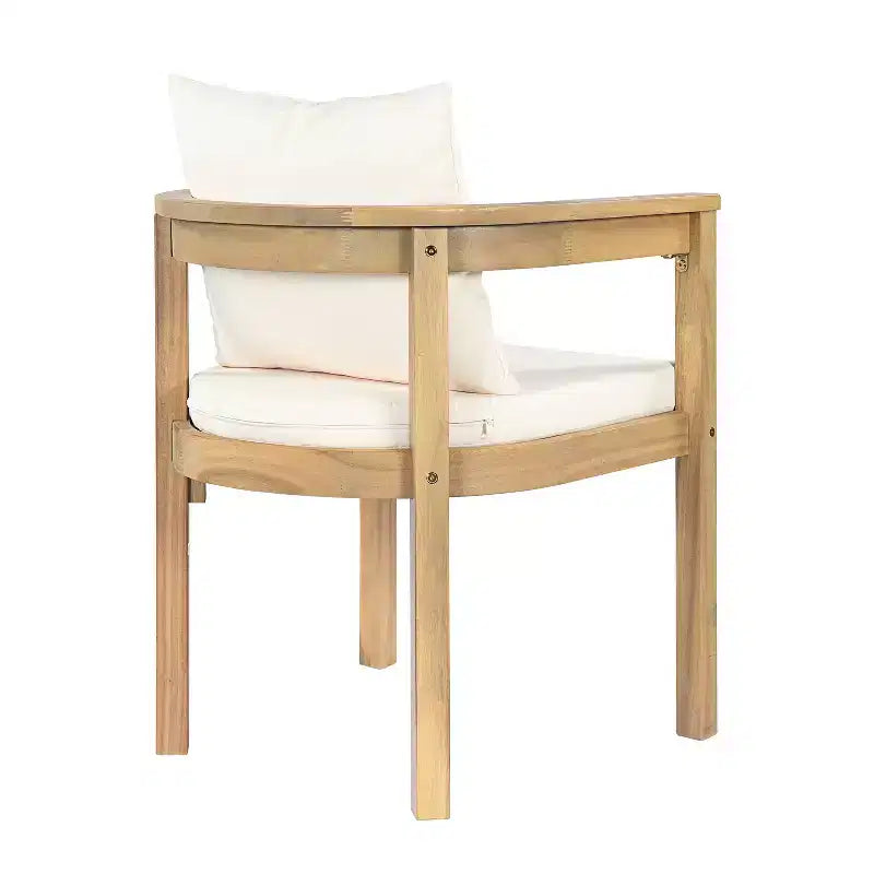 Christopher Knight Home Irene Rustic 9 Piece Outdoor Acacia Wood Dining Set with Curved Backrest Chairs and Cushions