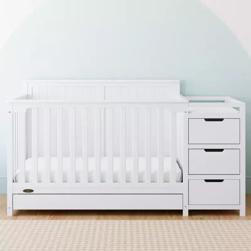 5-in-1 Convertible Crib and Changer with Drawer