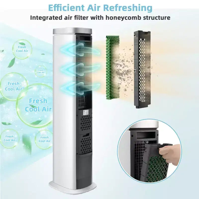 Costway Refroidisseur d'air par évaporation portable 3 en 1 102 cm Ventilateur tour sans pales avec minuterie