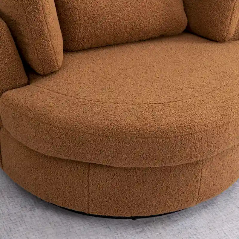 42.3W Upholstered Swivel Accent Chair with 4 Pillows and Half-Moon Storage Ottoman