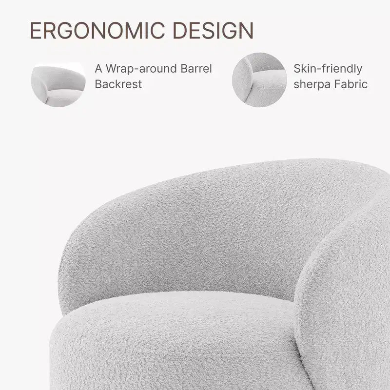 Spruce&Spring Upholstered Swivel Accent Barrel Chair with Wood Base