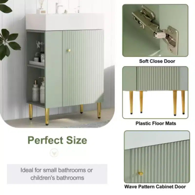 21.6 white Bathroom vanity, Combo Cabinet, Bathroom Storage Cabinet, Single Ceramic Sink, Left side storage