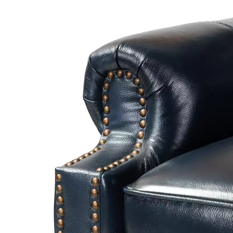 Set of 2 Elisabete Modern Wingback Genuine Leather Recliner with Vintage Nail Head Trim for Living Room and Bedroom| ART OF LIVING DESIGNS