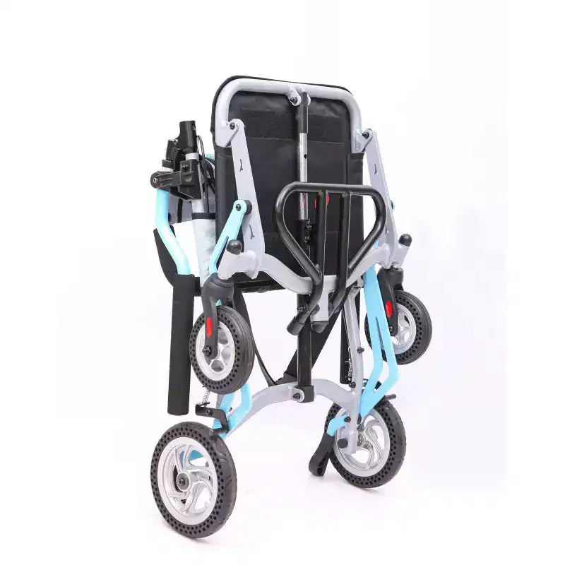 Ultra Lightweight Elderly Transport Wheelchair Portable Lightweight Folding Transport Chair, with Locking Handbrake, Removable Flip Armrests