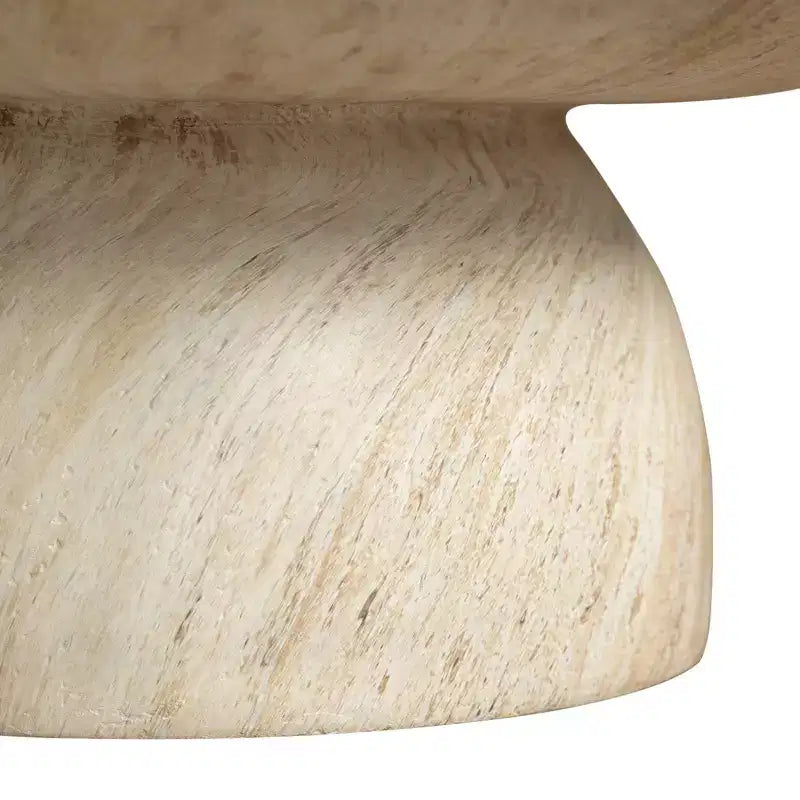 Round Fiberstone Pedestal Coffee Table, Indoor & Outdoor Sculpted Accent Table with Anti-Slip Foot Pads