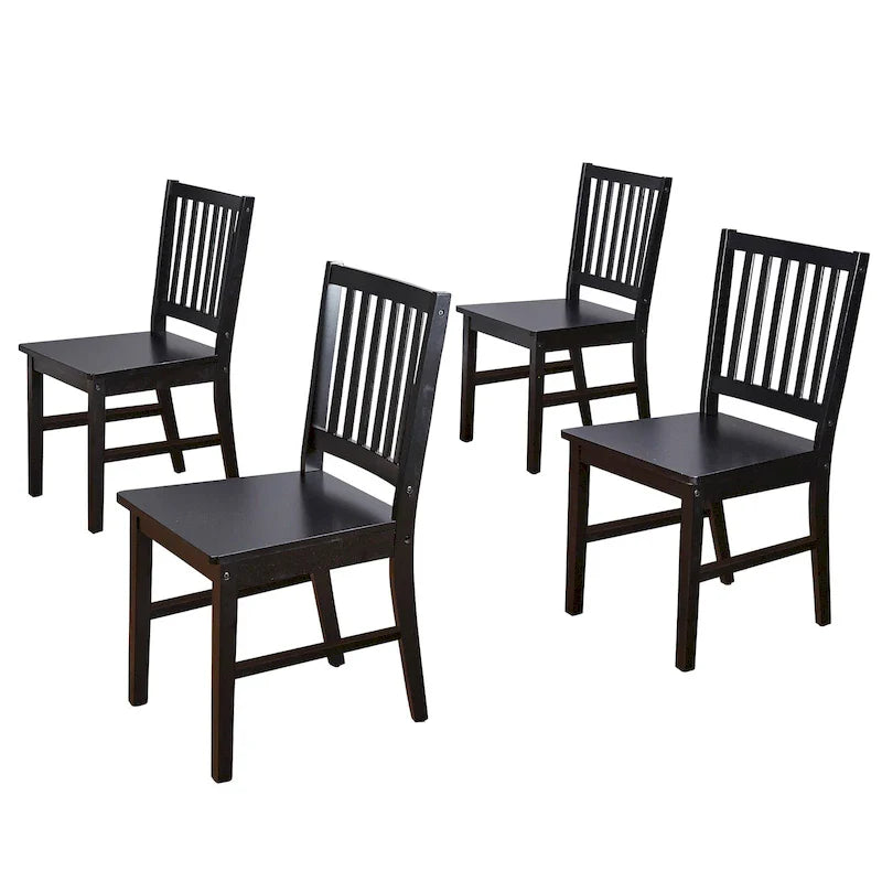Set of 4 Solid Wood Slat-Back Dining Chairs, Sturdy Frame, Classic Design, Easy Assembly