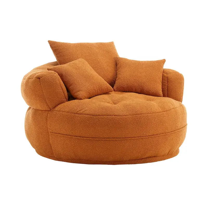 Round Lazy Sofa Chair – White/Blue/Grey/Yellow/Orange/Rose Red/Navy/Green, Single & Couple Seat