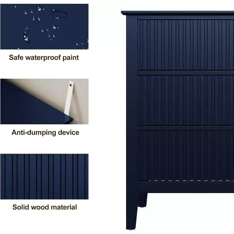 Heynemo 3 Drawer Dresser, Painted 30 Inch Tall Wood Nightstand with Storage, Wide Modern Chest of Drawers with Ball Bearing Slide