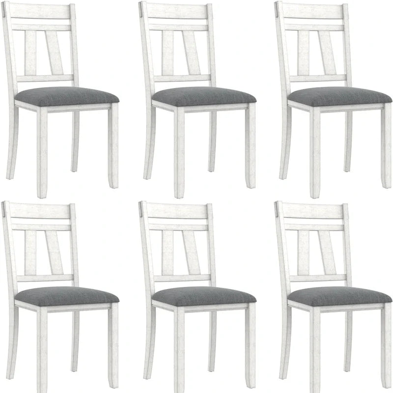 VECELO Solid Wood Dining Chairs with Linen Fabric Seating, Dining Chairs Set of 2/4/6