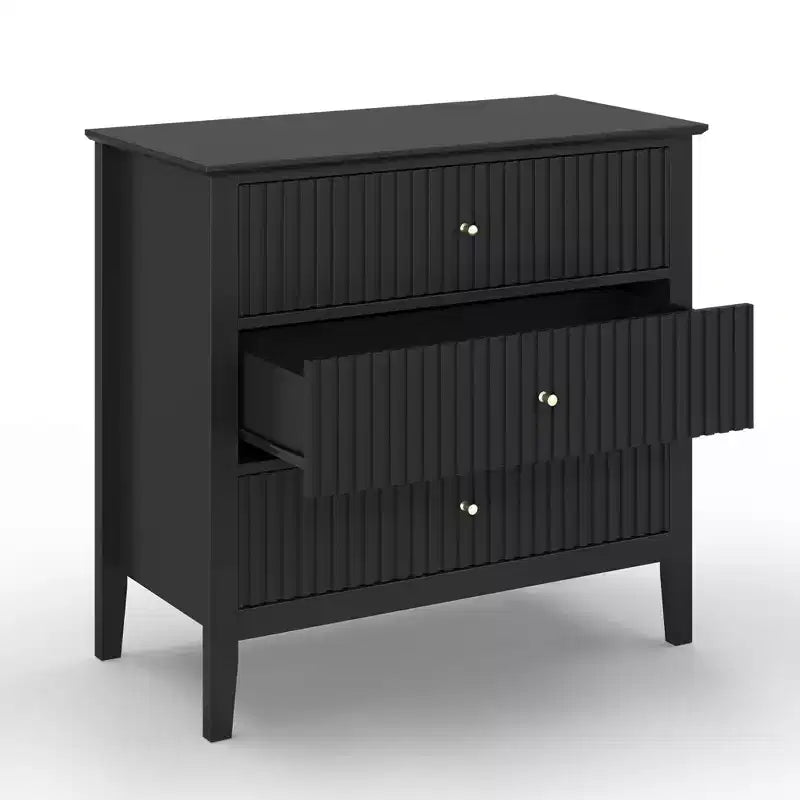 Heynemo 3 Drawer Dresser, Painted 30 Inch Tall Wood Nightstand with Storage, Wide Modern Chest of Drawers with Ball Bearing Slide