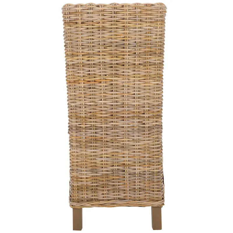 Set of 2 Natural Wicker Dining Chairs 19W x 22D x 41H, Boho Coastal Style