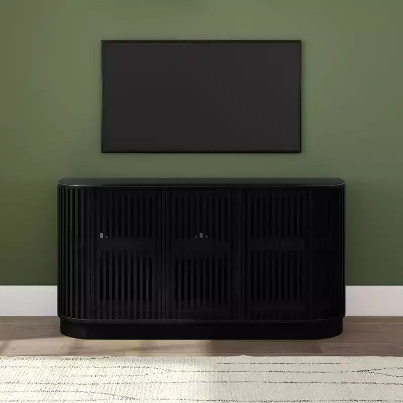 Plank+Beam Contour Solid Wood Sideboard with 3 Doors, 59 TV Stand for Living Room