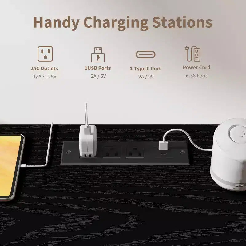 Meuble de rangement de bureau cannelé, bureau de direction moderne de 54 po avec station de recharge, bureau d'ordinateur en bois avec tiroirs classeurs pour bureau d'étude