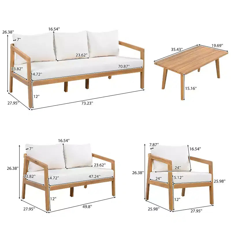 Christopher Knight Home Sunny Modern 5 Piece Acacia Seating Set with Rectangular Slatted Table and 7 Seaters