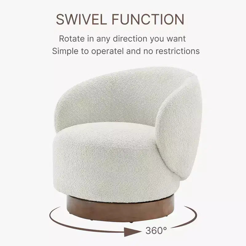 Spruce&Spring Upholstered Swivel Accent Barrel Chair with Wood Base