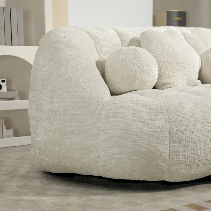 White 63.78  Chenille Upholstered Lounge Chair with High Density Foam