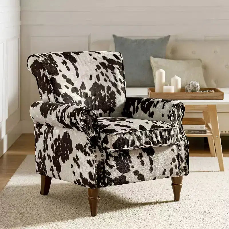 Araceli Traditional Wooden Upholstered Floral Armchair with Wingback and Nailhead Trim| ART OF LIVING DESIGNS