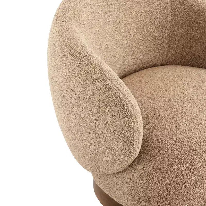 Spruce&Spring Upholstered Swivel Accent Barrel Chair with Wood Base