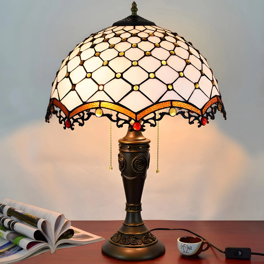 HomeyFad 2-Light Vintage Stainless Glass Dome Table Lamp