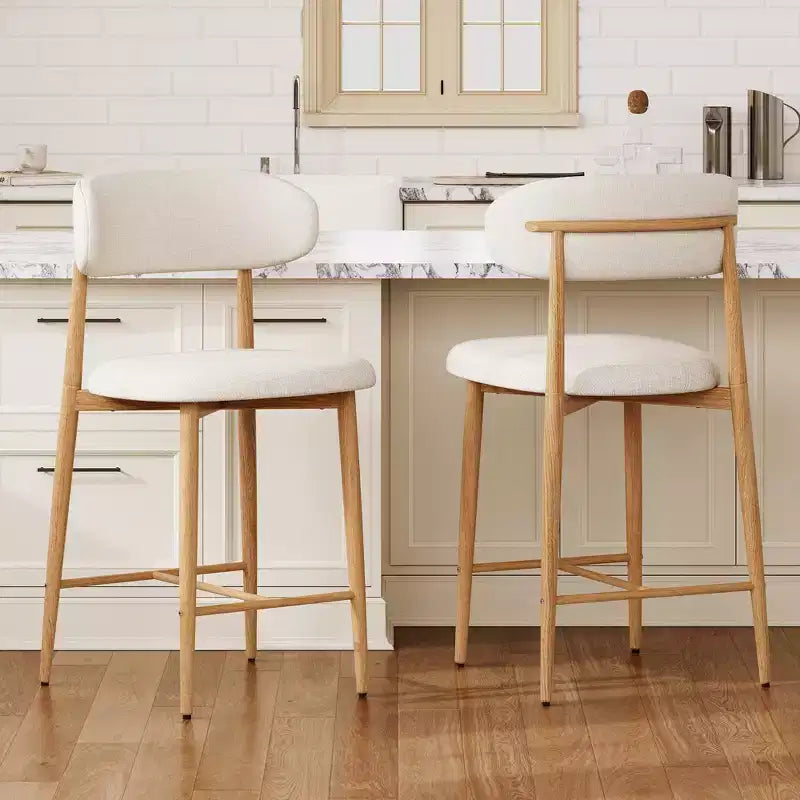 Counter Height Bar Stool with Upholstered Seat & Metal Legs, 26.3 Modern Kitchen Island Chair