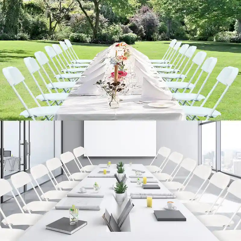 10 Pack Plastic Folding Chair 350lb. Capacity for Events Office Wedding Party Picnic Kitchen Dining