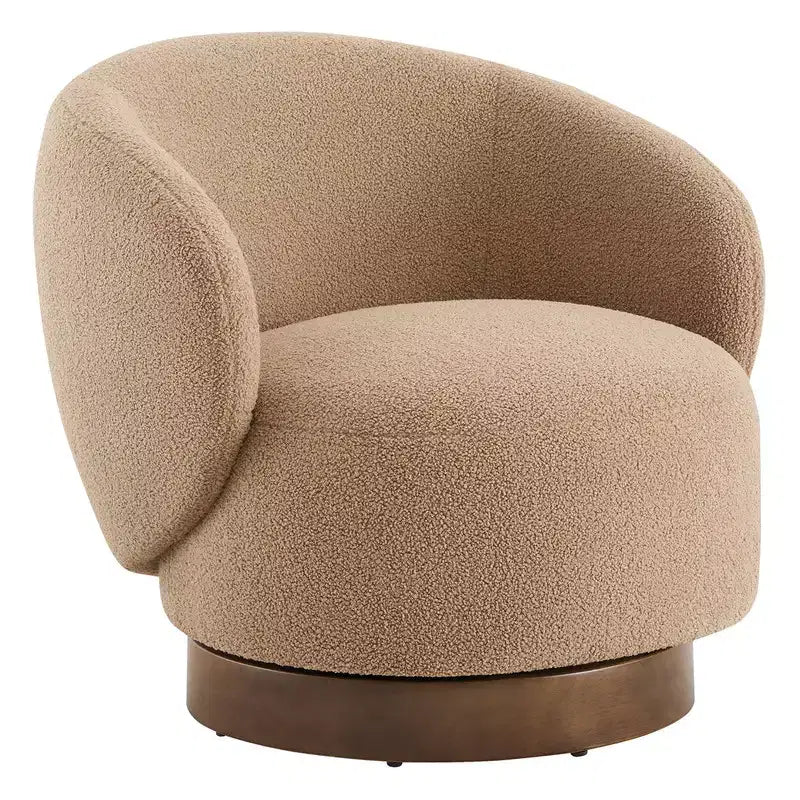 Spruce&Spring Upholstered Swivel Accent Barrel Chair with Wood Base