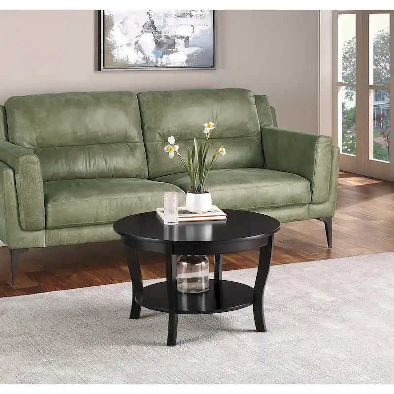 Convenience Concepts American Heritage Round Coffee Table with Shelf