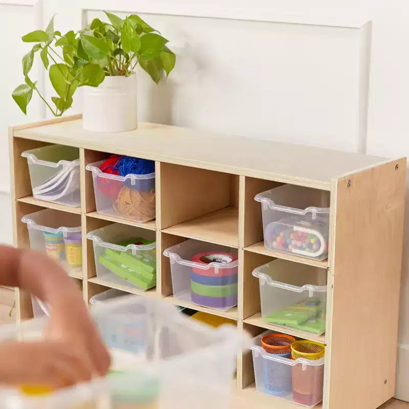 Cubby Mobile Tray Cabinet and 15 Scoop Front Bins, 3x4, Kids Furniture