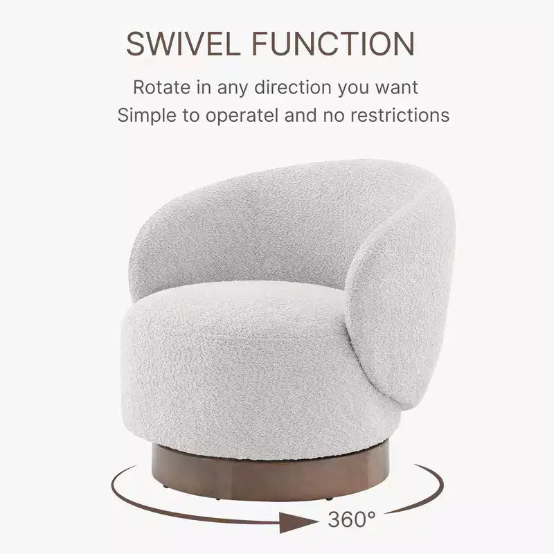 Spruce&Spring Upholstered Swivel Accent Barrel Chair with Wood Base
