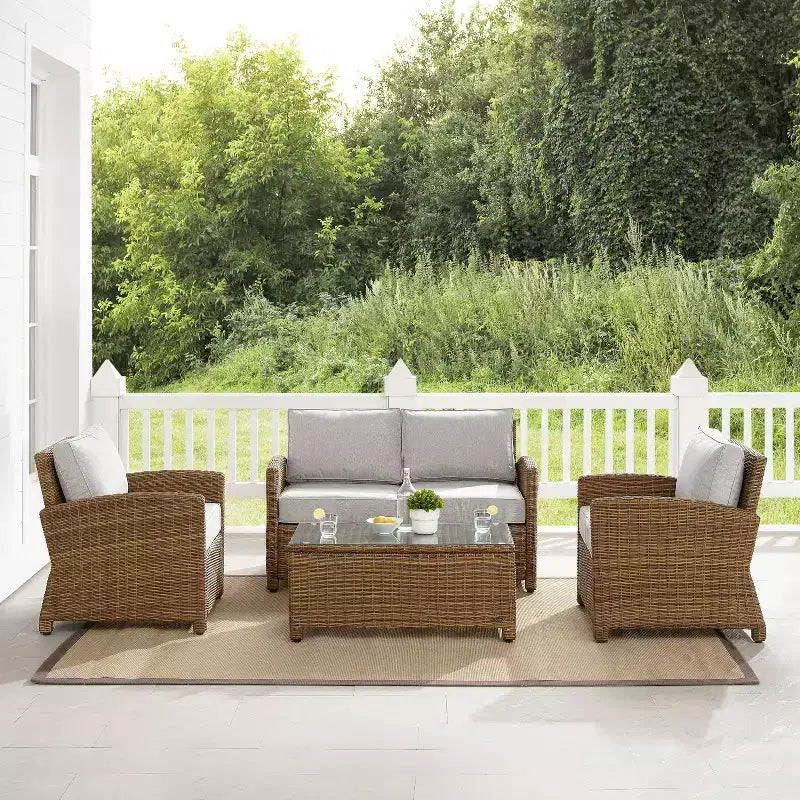 Bradenton 4pc Outdoor Wicker Conversation Set - Crosley