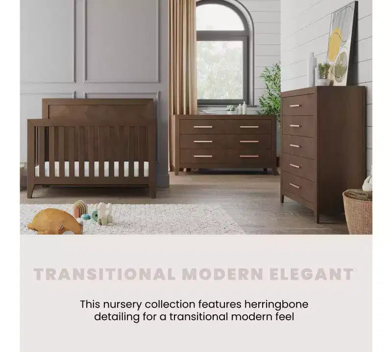 Child Craft Kieran Crib, Double Dresser and Chest Nursery Set, 3-Piece, Includes 4-in-1 Convertible Crib, Dresser and Chest